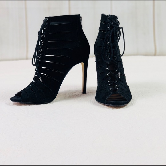 NWOT Steve Madden black suede Cyder lace-up heel - Picture 3 of 7